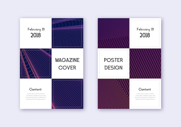 Photo business cover design template set violet abstrac