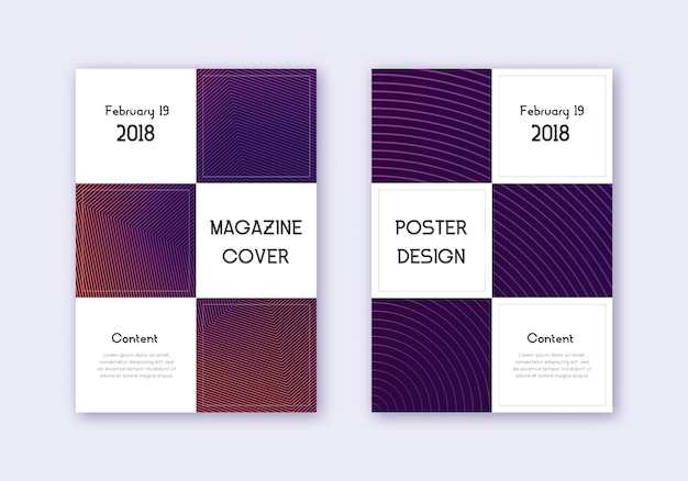 Photo business cover design template set violet abstrac