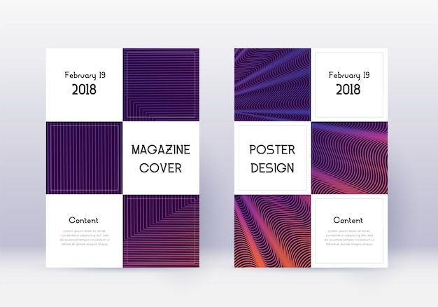 Photo business cover design template set violet abstrac