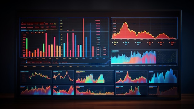 business data analysis concept with businessman working with tablet and tablet computer on dark background