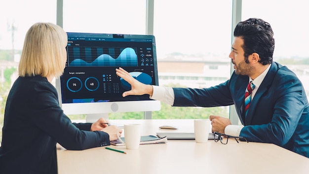 Photo business data dashboard analysis by ingenious computer software