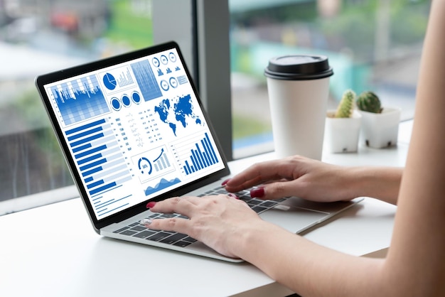 Photo business data dashboard analysis by ingenious computer software