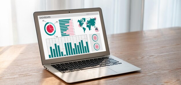 Business data dashboard biedt modische business intelligence analytics voor marketingstrategie planning