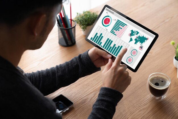 Business data dashboard biedt modische business intelligence analytics voor marketingstrategie planning