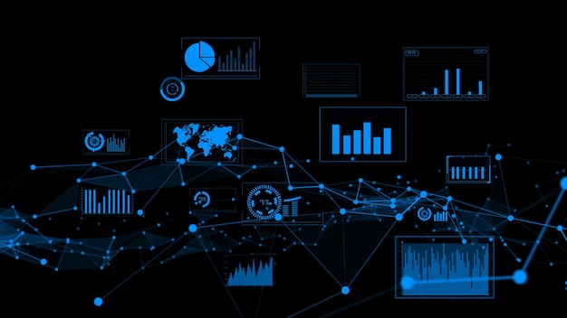 Business data and financial figures visualiser graphic