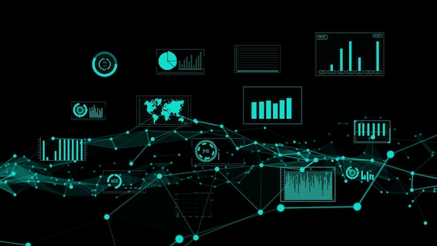 Photo business data and financial figures visualiser graphic