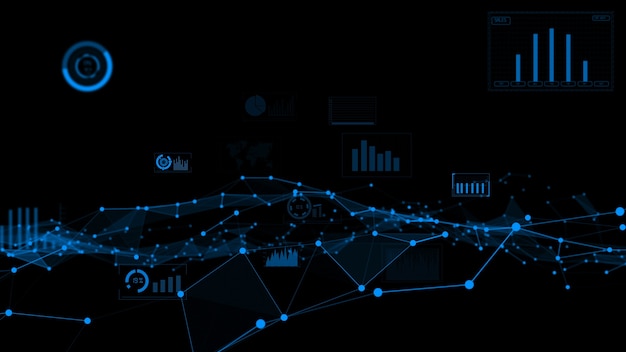 Business data and financial figures visualiser graphic