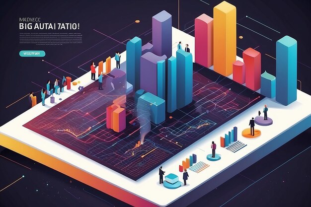 Photo business data visualization isometric big data illustration