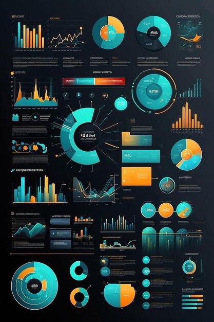 ビジネスデータの視覚化 プロセスチャート グラフの抽象的な要素 インフォグラフ