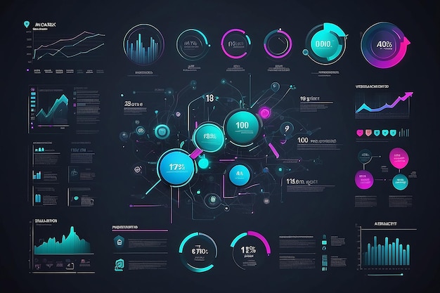 Визуализация бизнес-данных Диаграмма процесса Абстрактные элементы графика Инфографика