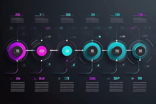 Timeline di visualizzazione dei dati aziendali icone infografiche progettate per modello di sfondo astratto elemento di pietra miliare tecnologia di processo di diagramma moderno