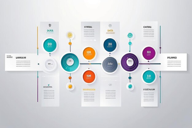비즈니스 데이터 시각화 타임라인 인포그래픽 아이콘은 추상적인 배경 템플릿, 이정표 요소, 현대 다이어그램을 위해 설계되었습니다.