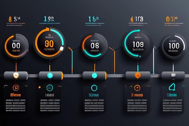 Фото Визуализация бизнес-данных временная линия инфографические иконы предназначены для абстрактного фонового шаблона этапный элемент современная диаграмма технологии процессов цифровая маркетинговая диаграмма презентации данных вектор
