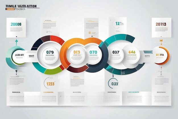 Фото Иконы инфографики временной линии визуализации бизнес-данных, разработанные для абстрактного шаблона фона