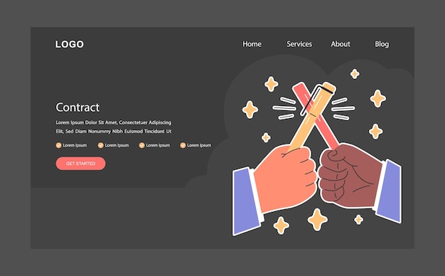 写真 ビジネス・デール・アグリメント・ウェブ・バナー・ランディング・ページ 暗黒・夜間・モード 契約書の署名や交の成功 ビジネス・パートナーの利益と義務 フラットベクトルイラスト