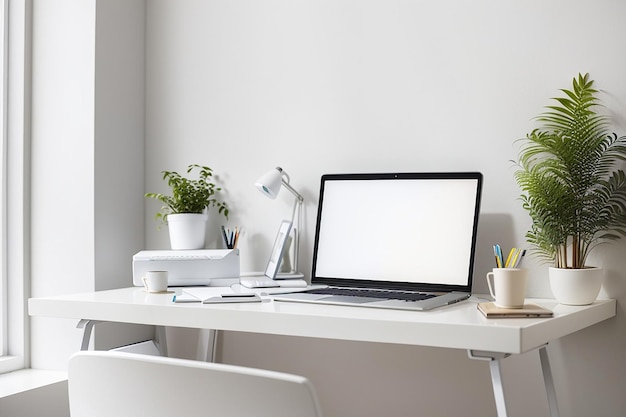 Business desk concept with laptop