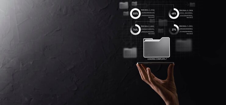 Photo 비즈니스 개발자는 혁신을 보여주는 가상 현대 컴퓨터에서 보드 프레임워크를 사용하여 민첩한 소프트웨어 개발 린 프로젝트 관리 도구 개념을 빠르게 변경합니다. 문서 관리 시스템 dms