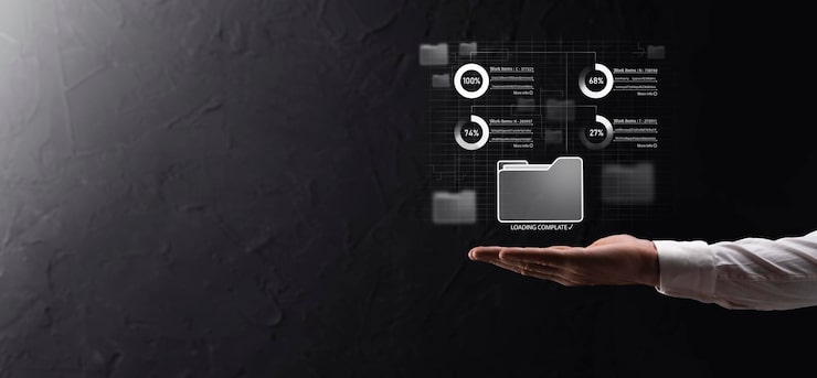 Photo 비즈니스 개발자는 혁신을 보여주는 가상 현대 컴퓨터에서 보드 프레임워크를 사용하여 민첩한 소프트웨어 개발 린 프로젝트 관리 도구 개념을 빠르게 변경합니다. 문서 관리 시스템 dms