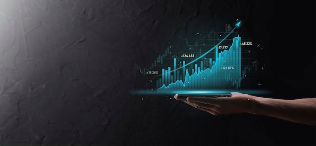 Piano finanziario e strategia per lo sviluppo del businessanalisi grafico finanziario e grafico di mercato degli investimenti scambio di economia digitalepiano di sviluppo e crescita crescenteinvestment banking del mercato azionario