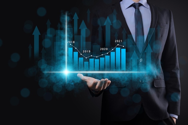 事業開発の財務計画と戦略分析財務グラフと市場チャート投資デジタル経済交換開発と成長成長計画株式市場投資銀行