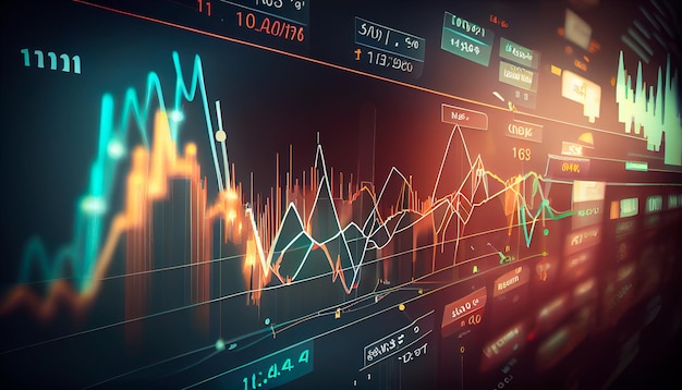 Business digital graph chart in stock trade market Growth investment Generative AI