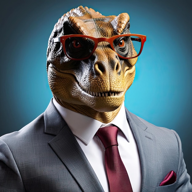 Business Dinosaur wearing jacket