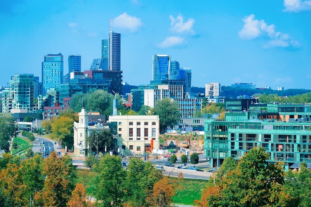 Business district of modern downtown in Vilnius in Lithuania.