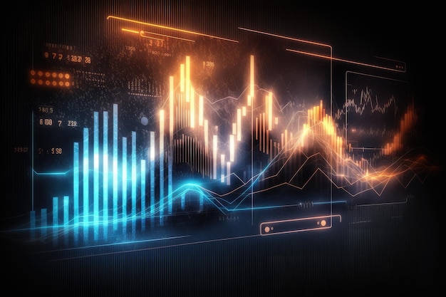 깜박이는 효과가 있는 비즈니스 경제 차트 stock analysis ai generative