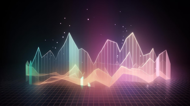 Business economic charts with light effects in pastel colors AI generated