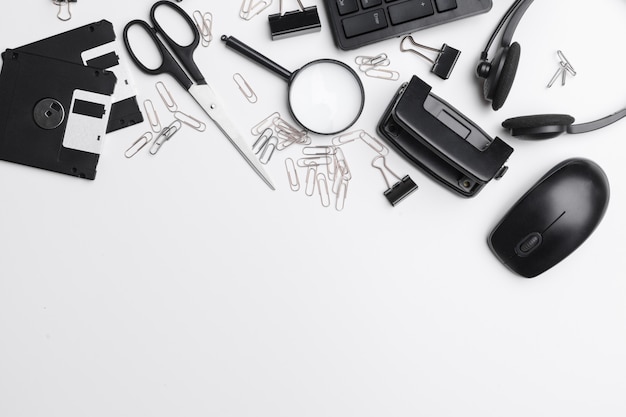 Business, education, office still life concept. Accessories, supplies, stationery