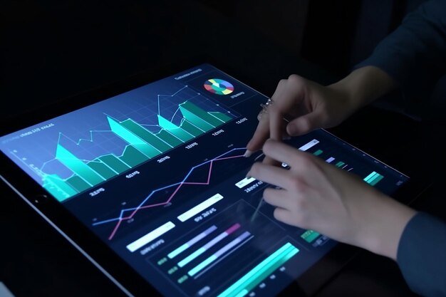 Business en financiële analyse grafiek van tablet