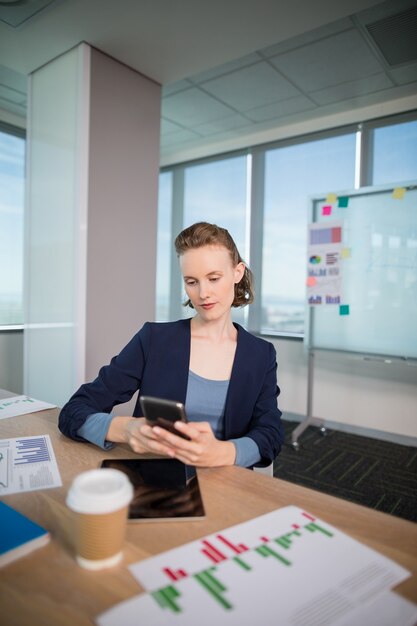 Business executive using her mobile phone