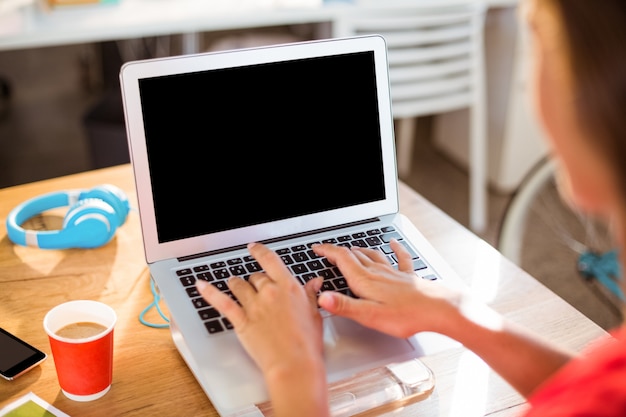 Business executive using laptop