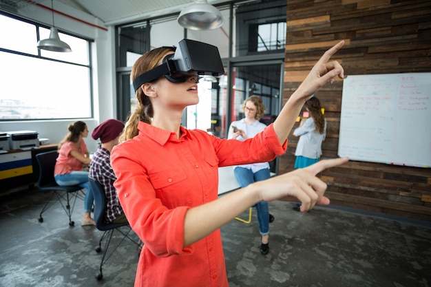 Business executive using a virtual reality headset