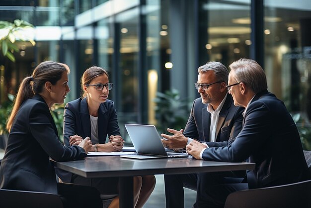 business executives in conversation around a table