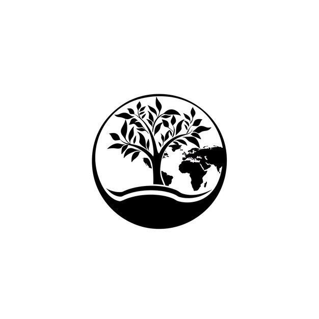 Business Expansion Award Logo With a Growing Tree and a Glob Creative Simple Design Tattoo CNC Art