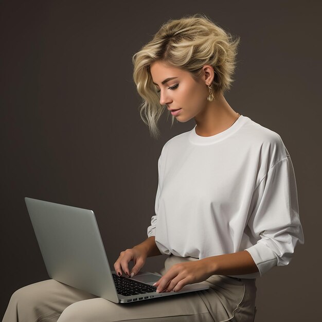 Фото business finance and employment female successful entrepreneurs concept confident smiling asian businesswoman office worker in white suit and glasses using laptop help clients