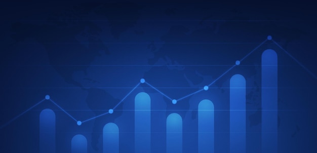 Photo business finance chart of digital profit global stock market and investment economy financial banking data graph or growth price trading money forex on technology background with statistics diagram.