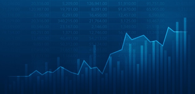 Фото Диаграмма финансирования бизнеса цифровой прибыли глобального фондового рынка и графа данных финансового банкинга экономики инвестиций или роста цены торговли деньгами форекс на технологическом фоне со статистической диаграммой.