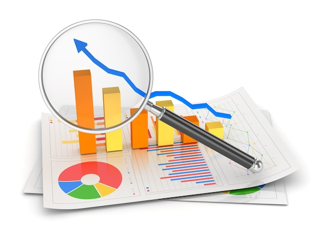 Business Finance Concept with Magnify Glass