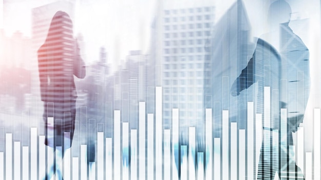 Business and finance graph on blurred background Trading investment and economics concept