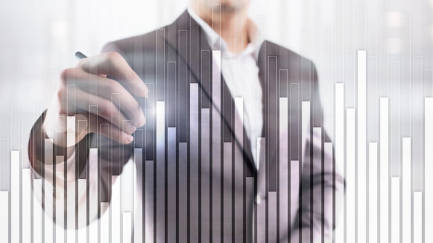 Business and finance graph on blurred background Trading investment and economics concept