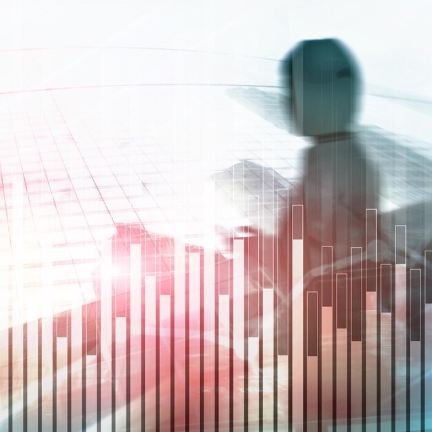 Business and finance graph on blurred background Trading investment and economics concept