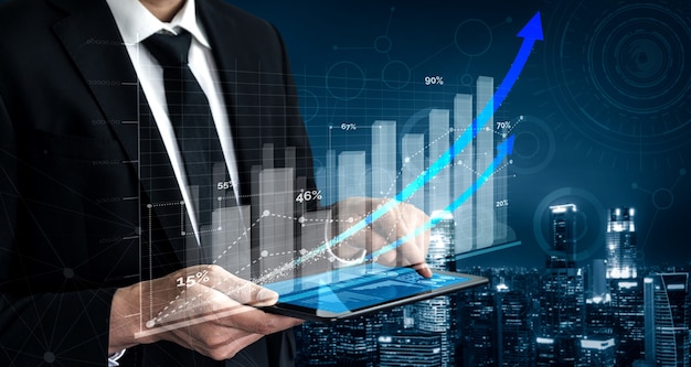 Crescita del grafico del rapporto commerciale e finanziario