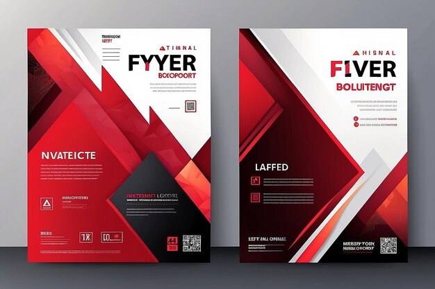 Business Flyer Poster Design Set Layout Template Abstract Red Geometric