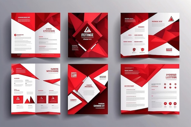 Business Flyer Poster Design Set Layout Template Abstract Red Geometric