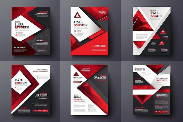 Business Flyer Poster Design Set Layout Template Abstract Red Geometric