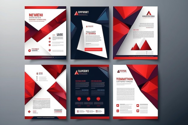 Business Flyer Poster Design Set Layout Template Abstract Rood Geometrisch