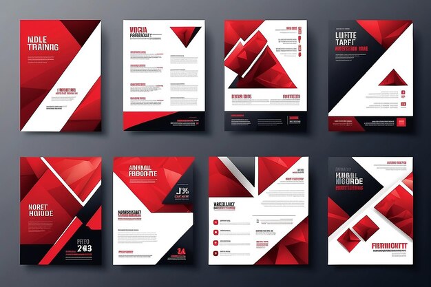 Business Flyer Poster Design Set Layout Template Abstract Rood Geometrisch