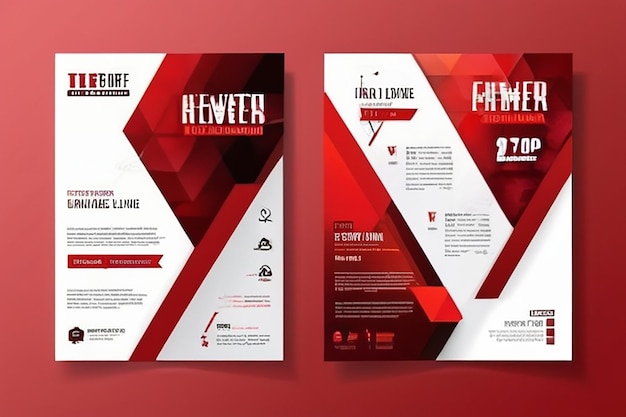 Foto business flyer poster design set layout template abstract rood geometrisch